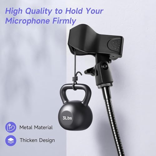 2-in-1 Podium Microphone Holder & Mic Holder -13.78" Flexible Gooseneck Desktop Mic Stands Holder for Lectern Podium Podcast Meetings Lectures Pulpit Streaming Gaming Studio (Upgrade) - color: Wall & Desk Clamp
