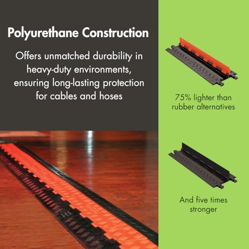 Checkers 2 Channel Low Profile Drive Over Cable Protector with Built in ADA Compliant Ramp, Heavy Duty Loads up to 46,000 Pounds, Polyurethane Construction, Black/Black, GD2X75-B/B - color: Black, style: ADA Compliant