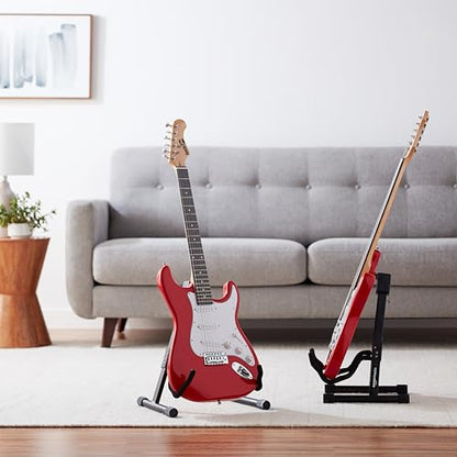 Amazon Basics Portable Adjustable Folding Guitar Stand for Electric and Acoustic Guitars, A-shape, Fully Assembled with Padded Foam, Black, 8.66 x 15.16 x 3.74 inches - size: 8.66 x 15.16 x 3.74 inches