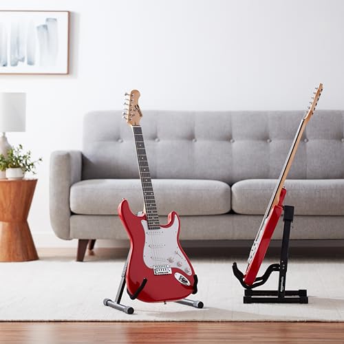 Amazon Basics Portable Adjustable Folding Guitar Stand for Electric and Acoustic Guitars, A-shape, Fully Assembled with Padded Foam, Black, 8.66 x 15.16 x 3.74 inches (Pack of 6) - size: 8.66 x 15.16 x 3.74 inches (Pack of 6)