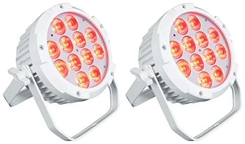 Rockville Wet PAR PRO White RGBWA+UV Indoor/Outdoor Par Wash Light, 2-Pack | IP54, Wall Wash, Stage, 12 x 6-in-1 LEDs, 6/10-Channel DMX, Remote, 15/45 Degree Beam, Double Bracket, Restaurant/Club