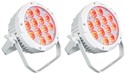 Rockville Wet PAR PRO White RGBWA+UV Indoor/Outdoor Par Wash Light, 2-Pack | IP54, Wall Wash, Stage, 12 x 6-in-1 LEDs, 6/10-Channel DMX, Remote, 15/45 Degree Beam, Double Bracket, Restaurant/Club
