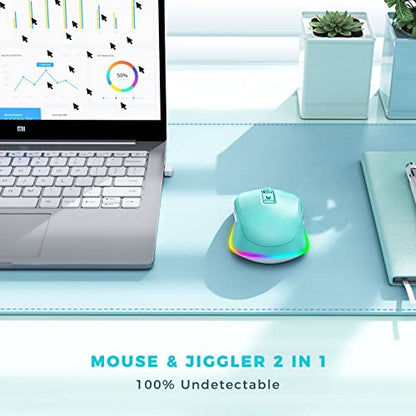 PEIOUS Wireless Mouse Jiggler, LED Mouse with Built-in Mouse Mover, Green - color: Mint Green