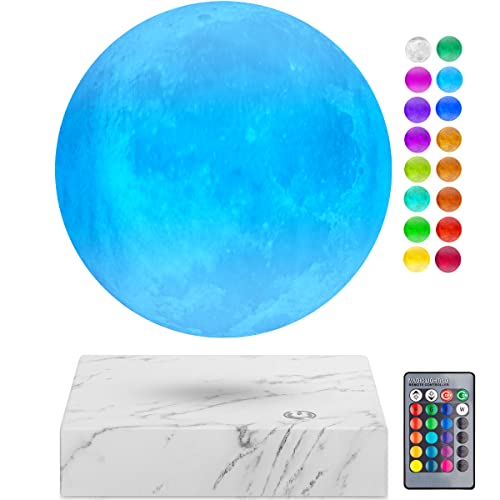 Magnetic Floating and Spinning Moon Lamp, Levitating 3D Moon Light Lamps, 16 Colors LED Moon Night Lights for Room Decor, Cool Gifts for Kids, Parents, Friends