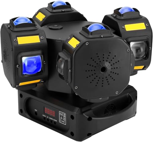 Moving Head DJ Lights 200W LED with 4 Rotating Head,16X10W RGBW 4-in-1 Multiple Effects Changing for Disco Parties Wedding Live Show KTV Club, Controlled by 19CH DMX-512/Sound Activated - color: 4 Arms