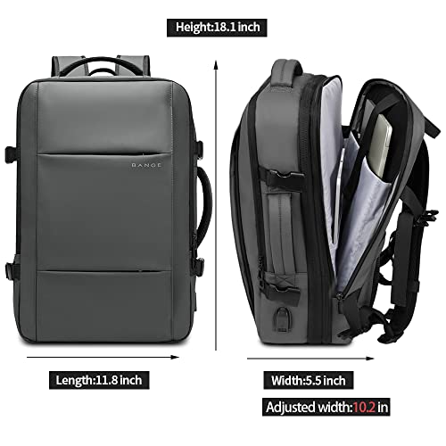 BANGE 35L Carry on Backpack,Travel Backpack for Women Men Airline Approved Gym Backpack Waterproof Business Laptop Daypack… - color: Grey, size: 35L(expansion)