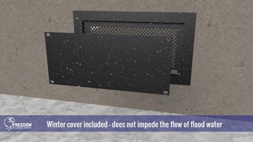 Bi-Directional Flood Vent to Reduce Foundation Damage and Flood Risk, FEMA Compliant, ICC-ES Certified for 250 sq. ft. - Black, Wall Mounted (16" Wide x 8" high x 2" deep) - color: Black