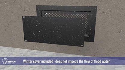 Bi-Directional Flood Vent to Reduce Foundation Damage and Flood Risk, FEMA Compliant, ICC-ES Certified for 250 sq. ft. - Black, Wall Mounted (16" Wide x 8" high x 2" deep) - color: Black