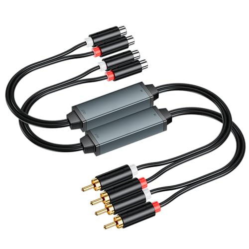 Stereo 2 Channel Ground Loop Isolator Signal Noise Filter Suppressor Reducer Alternator for Car Audio Home Stereo (Black) x2pcs