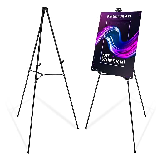 Falling in Art 63" High Black Aluminum Display Easel Stand, Up to 25lbs - style: Black-1 Pack