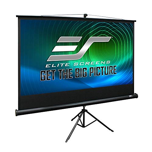 Elite Screens Tripod, 120-Inch 16:9 Portable Projector Screen with Stand– MaxWhite 2, 1.1 Gain, Adjustable Indoor Outdoor Pull Up Projection Screen for Home Theater, Office & Classroom, T120UWH, Black - size: 120-inch/ 16:9