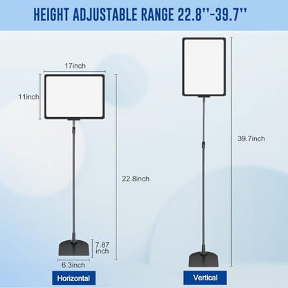 DoubleFill 20 Pack Sign Stand Holder for Display Adjustable Floor Pedestal Poster Sign Stand Holder with Vertical and Horizontal View Advertising Business Brochure Menu Signage (11'' X 17'') - size: 11'' X 17''