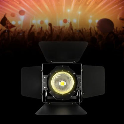 Stage Lights with Barn Doors, 200W COB LED Par Lights Spotlights, 2 in 1 Warm White & Cool White DMX512 Professional Party Lights Spotlight for Events Parties Wedding Theater Church Concert Dance