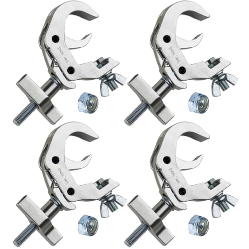 Sarknoah.Pack of 4 .Heavy Duty Truss Clamp.Compatible With 1.6-2.0 Inch Truss Quick Rig Coupler Clamp for DJ Lights .Moving Head Par Lights. 330 lb Aluminum Alloy DJ Light Clamps - color: Silver