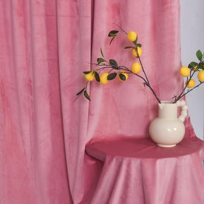 Roslynwood Luxury Soft Candy Pink Velvet Curtains 96 inches Long Back Tab Thermal Insulated Blackout Window Drapes for Living Room/Bedroom/Dining Room, W52 x L96, 2 Panels - color: Candy Pink, size: 52"W x 96"L (Pack of 2)