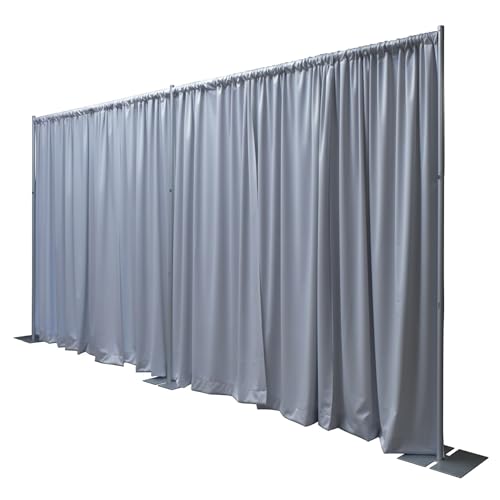 OnlineEEI Pipe & Drapes Portable Stand Kit, 8FT x 20FT Photo Backdrop Set with Portable Stand, Photography Background for Weddings, Birthday Parties, Business Events (Silver) - color: Silver