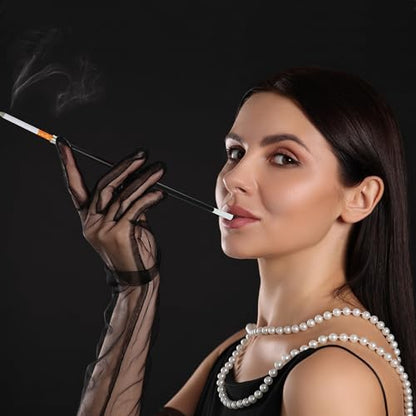 4E's Novelty 2 Long Cigarette Holders & 2 Fake Puff Cigarettes with Smoke for Halloween Accessories for Women Costumes Gatsby Roaring 1920s Flapper Costume Photo Prop Cigarettes