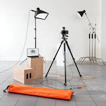 18 x 10 Inch Tripod Monopod Case Bag, Oxford Cloth Foldable Tripod Carrying Case Bag with Drawstring, Fits Speaker/Light Stand/Studio/Outdoor/Travel/Camping, Orange - size: 18x10 Inch