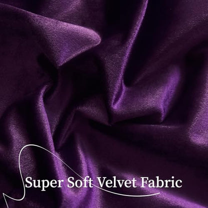 Roslynwood Purple Velvet Curtain 63 inches Long - Curtains Block Light Privacy Rod Pocket Thermal Insulated Window Drapes Panels for Bedroom/Living Room,W52 by L63 inches, 2 Panels - color: Purple, size: 52"W x 63"L (Pack of 2)