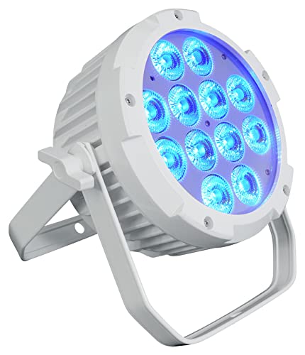 Rockville Wet PAR PRO White Outdoor RGBWA+UV Wall Wash Stage Light | IP54, 12 x 6-in-1 LEDs, 6/10-Channel DMX, Remote, 15/45 Degree Beam, Double Bracket, for Restaurant, Club