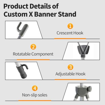 Custom Banner with X Stand for Business, 31.5" X 70.86" Banners and Signs customize with Carrying Bag, Outdoor and Indoor Display, Advertising, Portable Retractable Banner for Exhibitions & Events(Only Stand)