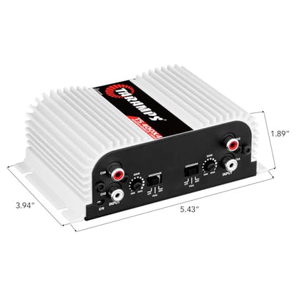 Taramps TS 400x4 400 watts RMS 4 Channels Full Range Car Audio Amplifier, 2 Bridged Channels, RCA Input Class D, Output Power, Multichannel Amplifier System, Small - TS400X4 | Bridgeable outputs, built-in HPF/LPF crossovers and RCA inputs provide flexible