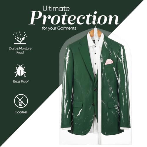 Handy Laundry Clear Vinyl Garment Bag - Protect Your Clothing While Traveling and Dust Free While Hanging in Your Closet. Ideal for Coats, Suits, Dresses or Gowns - Set of 2 (24 X 54 Inches) - size: 24" x 54", style: Clear Vinyl