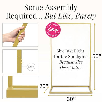 Gold Wedding Welcome Sign Stand with Holder - Elegant Metal Easel Display for Seating Chart, Reception Signs, Welcome Board - 30+ Customizable designs for Baby, Bridal Shower - Versatile Party Sign Holder - color: Gold