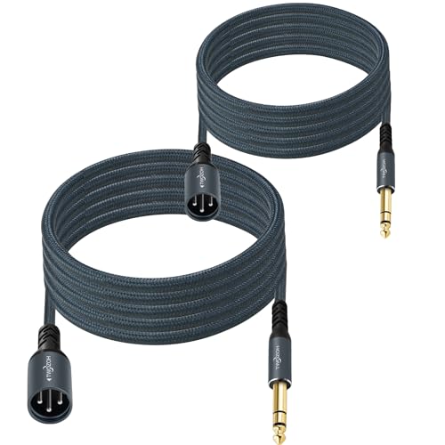 Twozoh Short XLR Male to 1/4 TRS Stereo Audio Cable 1FT 2 Pack, Braided Jack 6.35mm to XLR Male 3Pin Guitar Cable (Professional/HiFi) - color: 1/4 to XLR Male 2-Pack, size: 1FT