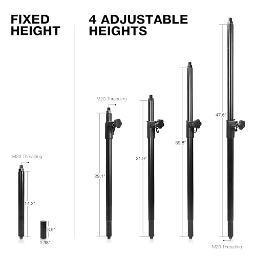 Sound Town Speaker Pole Set, 29"-48" Adjustable Height Subwoofer/Speaker Pole and 14" Fixed Height Extended Pole with M20 & 35mm Adapters, Black (STSD-MM1449B) - size: Height-Adjustable/Fixed Poles, Black(M20 & 35mm)