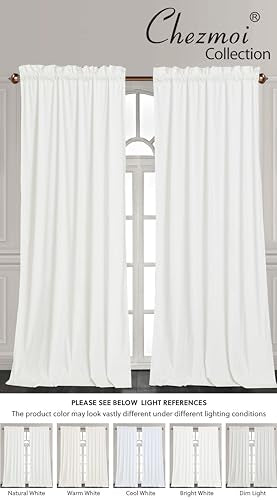 Chezmoi Collection Lux Cream White Crushed Velvet Curtains 2 Panel Set - 84 inches Long Room Darkening Luxury Distressed Velvet Rod Pocket Window Drapes for Living Room Bedroom 50" W x 84" L - color: Cream White