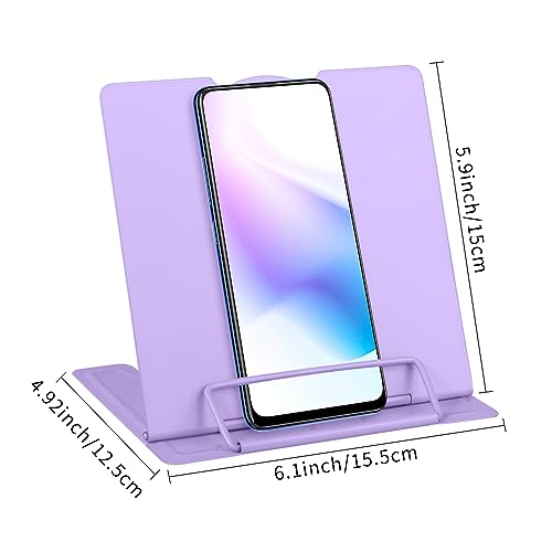Honagu Small Book Stand Book Holder Metal Desk Book Stand for Reading Hands Free, Adjustable Cookbook Documents Holder, Portable Bookstand for Music Books, Textbook, Recipe, Tablet, Ipad (Purple) - color: Purple