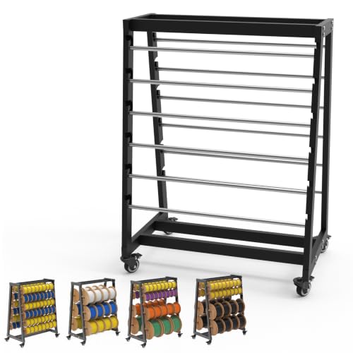 Wire Spool Rack With Wheels Heavy Duty 12-Rod - color: Black-12-rod