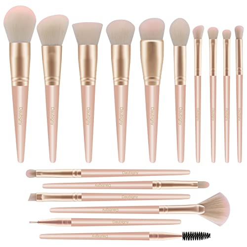 Makeup Brushes,Daubigny 16Pcs Silver Premium Synthetic Makeup Brush Set with Professional Foundation Brushes Powder Concealers Eye shadows Blush Makeup Brush for Perfect Makeup(Pink) - color: Pink