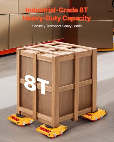 VEVOR 4PCS Machinery Skates Dollies, 17,637 lb Heavy Duty Equipment Moving Skates with 4 PU Wheels, 360° Rotation Non-Slip Cap, Low-Profile Industrial Mover Rollers for Factory, Warehouse, Workshop - size: 4 Packs-PU Wheels