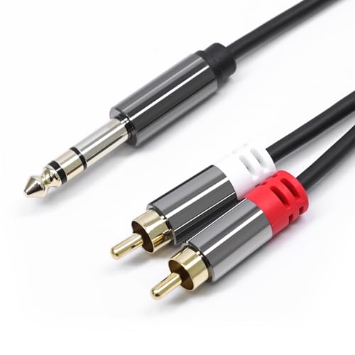 Cyberguys! 1/4 Inch to RCA Cable, 6.35mm TRS to 2 RCA Audio Cord, 1.3 FT