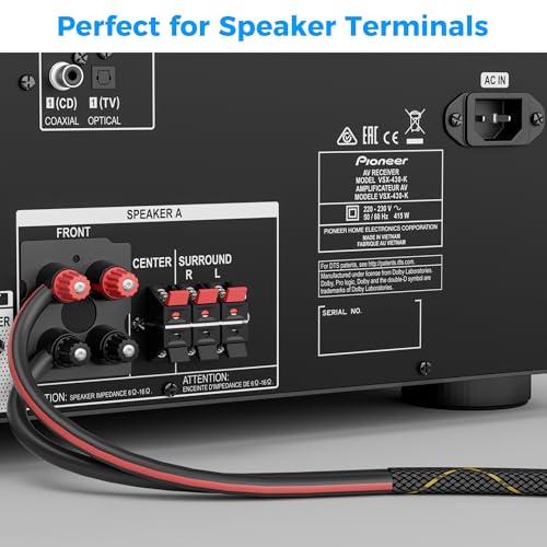 16/2 Speaker Wire 50 Feet, 16AWG Gauge Speaker Cable, Direct Burial, Durable Nylon Braided, in Wall, 2 Conductors, OFC Oxygen-Free Copper, for Car Audio Stereos, Home Theater, Surround Sound, Radio - size: 50 Feet, style: 16AWG