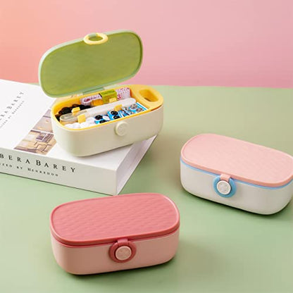 WANSHUNLMI Pink Sewing Kit, 140Pcs Family Travel Sewing Project Kit Portable Small Traveler Sewing Supplies Repair Kit Thread Accessories DIY Sewing Supplies Organizer Box (Pink Sewing Kit) - color: Pink Sewing Kit