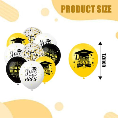 Black Gold Graduation Balloons, 20PCS 12 Inch Latex Balloons, Class of 2026 Party Decor Arch, Centerpieces - style: Black Gold Balloons