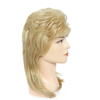 Men’s 80s Mullet Wig Blonde Synthetic Funny Wig for Adult Costume Party Halloween Cosplay (Light Blonde) - color: m57-Light Blonde
