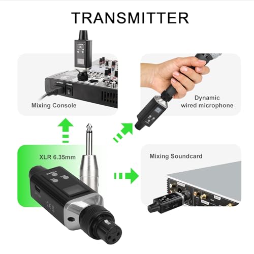 AR9 UHF Mono Wireless in-Ear Monitor System Transmitter and Beltpack Receiver for Studio, Band Rehearsal and Live Performance (AR9-1-BK)