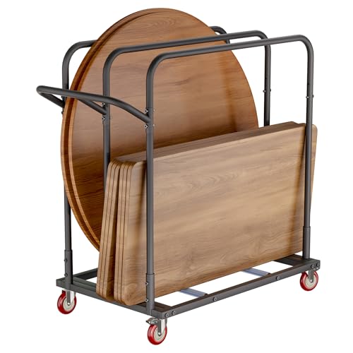 YOHKOH Drywall Cart, Panel & Table Cart - Heavy-Duty Folding Table Dolly with Triple-Rail, PU Swivel Casters, 800 lbs Load, Fit 8-10 Tables, 46.9" W x 31" D x 45.6" H - size: 3-Rail