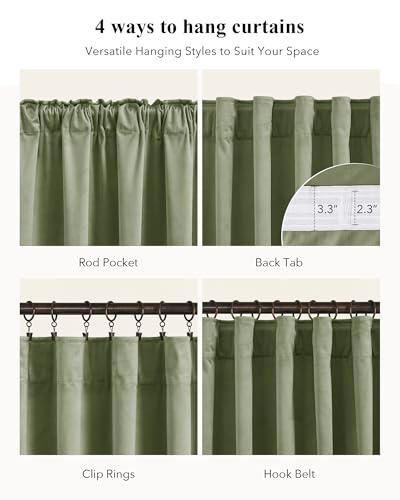 StangH Sage Green Velvet Curtains Farmhouse for Bedroom, W42xL90, 2 Panels - color: Green Series - Sage Green, size: 42"W x 90"L (Pack of 2)