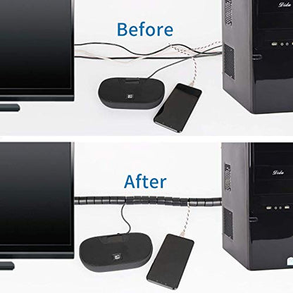 10FT Cable Management Sleeve Cord Bundler 0.8" Diameter w/Zip Clip Zipper Wire Wrap Cord Organizer Cable Tube Hider Flexible & Expandable Home & Office Wire Concealer for PC TV Computer Cinema - size: 0.8" Dia