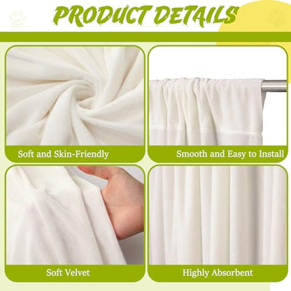 Hunnmingre 2 Pcs 5 X10 ft Ivory White Velvet Curtains Backdrop Drapes | Wrinkle Free Silky, Velvet Wedding Backdrop Drapes, Photo Curtains for Parties Birthday Baby Shower Photography Background - color: ivory white