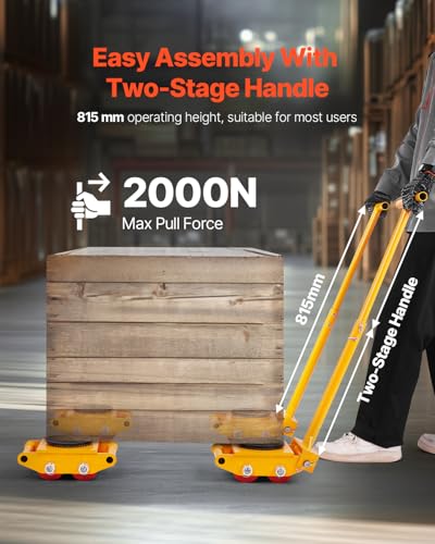 VEVOR Machine Skate, 6T Machinery Skate Dolly, 13228 lbs Machinery Moving Skate, Machinery Mover Skate with 360° Rotation Cap and PU Directional Rollers, Heavy Duty Industrial Moving Equipment, Yellow - size: 6T
