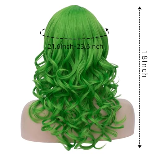 Cying Lin 18" Long Curly Green Beehive Wigs Heat Resistance Fiber Synthetic Hair Party Cosplay Wigs Peluca (Green) - color: Green