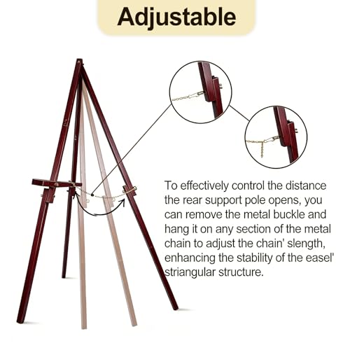 Wooden Easel Stand for Sign, 60" Portable Painting Easel, Adjustable Poster Stand with Tripod Easel, Wedding Easel Standing for Welcome Sign Stand (Brown) - color: Brown