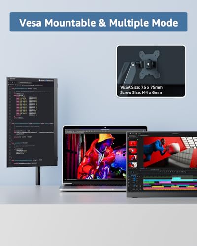 Yodoit Portable Monitor 15.6" 1920×1080 FHD IPS Travel Screen Display with USB-C Plug & Play, Built-in Speakers Smart Cover for MacBook PC Xbox, Extended Display for Remote Workers (Black) - size: 15.6 inch FHD