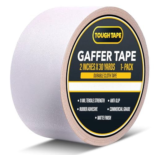 Matte White Gaffers Tape 2 Inch x 30 Yards - Professional Grade, Weather & Water Resistant, Durable No Residue Gaff Tape - Easy Tear Grip for Cable, Floors & AV Gear